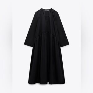NWOT Zara black cotton midi dress